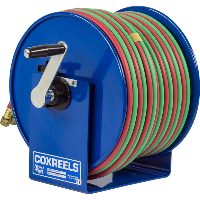 Coxreels 100W Series Welding Hand Crank Hose Reel 1/4 in. x 200 ft. Oxy-Acetylene 200 PSI - Hose Included Model 117W-1-200