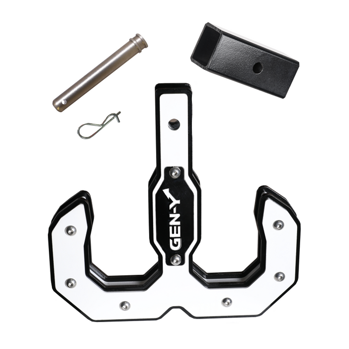 GEN-Y Hulk 2.0 Tow Hook 16K 2" Shank Black/White with GH-007-1 Reducer Sleeve, GH-099 Pin & GH-011 Clip Model GH-0071-W
