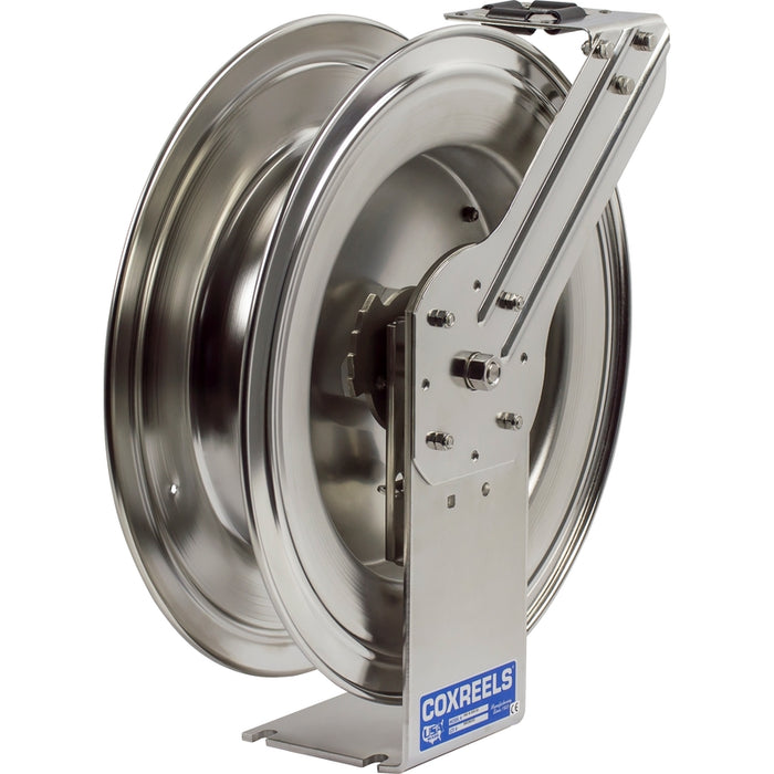 Coxreels SH-SS Series Electro-Polished Stainless Steel Spring Driven Hose Reel 1/2 in. x 50 ft. 300 PSI Super Hub - No Hose Model SHL-N-450-SS