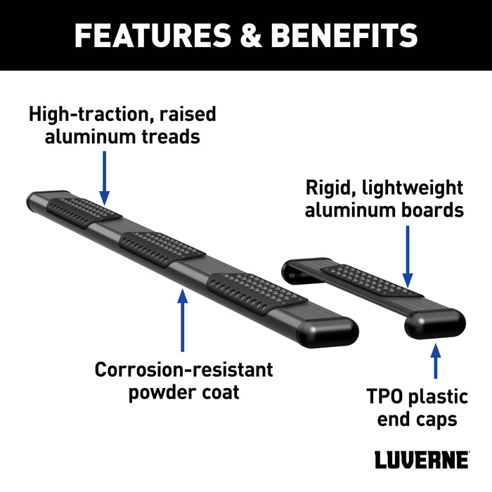 Luverne O-Mega II 6" x 36" 100" Black Aluminum Step Nerf Bars Model 584100-570747