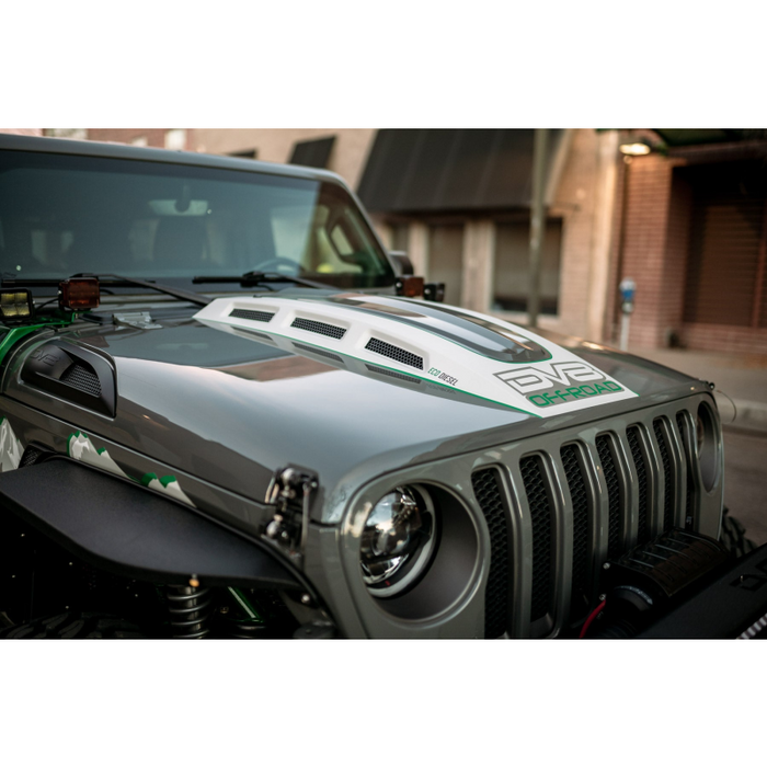DV8 Offroad 2018-2025 Jeep Wrangler JL JLU Gladiator JT Heat Dispersion Hood Non-392 or Non-Mojave Model HDMBJL-01