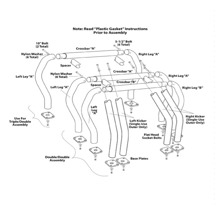 Go Rhino Bed Bars Complete Kit Triple Bar/Double Kicker (Between wheel wells) Black Model 9809560TDB