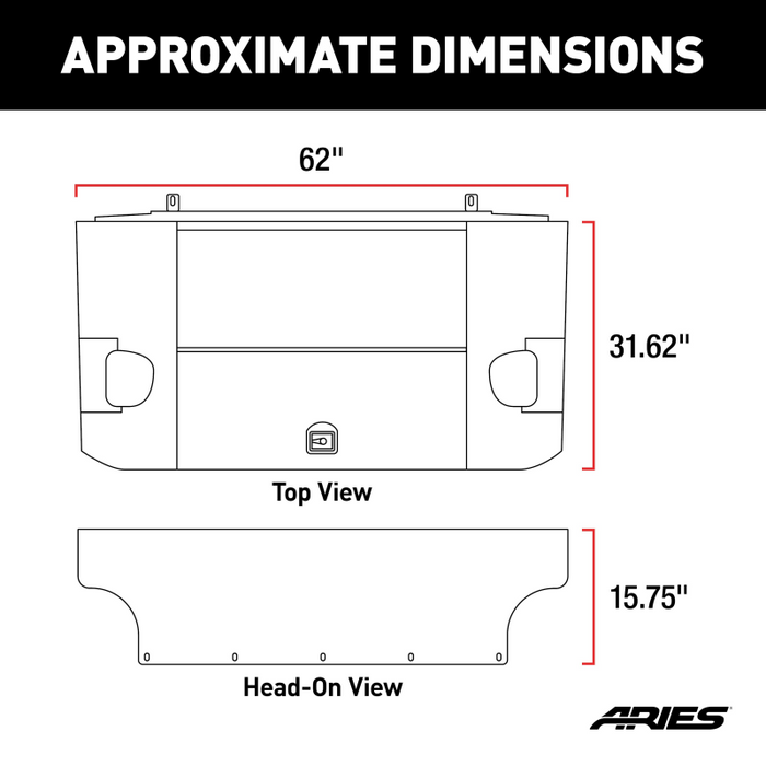 ARIES Black Aluminum Security Cargo Lid, Fits Select Jeep JK Unlimited Model 2070475