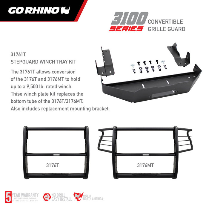 Go Rhino 3100 Series StepGuard Grille Guard with Brush Guards Model 3176MT