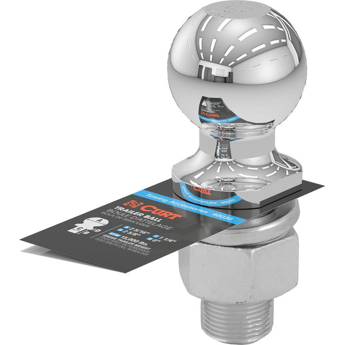 CURT Chrome Trailer Hitch Ball, 15,000 lbs, 2-5/16-Inch Diameter, 1-1/4 x 2-5/8-Inch Shank Model 40030