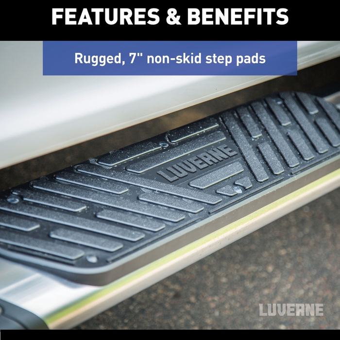 Luverne Regal 7 Polished Stainless 88" Oval Side Steps, Select Ford F250 to F550 Model 477088-401734