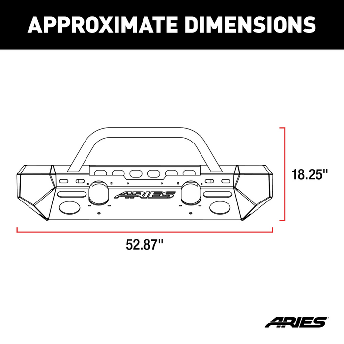 ARIES TrailChaser Jeep Wrangler JL, Gladiator Steel Front Bumper (Option 4) Model 2082078