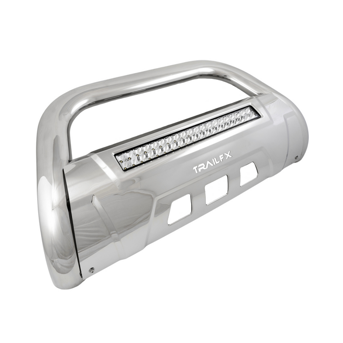 TrailFX 3.5" Oval Bull Bar w/ Skid Plate Polished Stainless Steel w/ 20 Inch Double Row Light Bar Model B1613SKIT