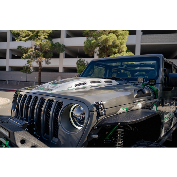 DV8 Offroad 2018-2025 Jeep Wrangler JL JLU Gladiator JT Heat Dispersion Hood Non-392 or Non-Mojave Model HDMBJL-01