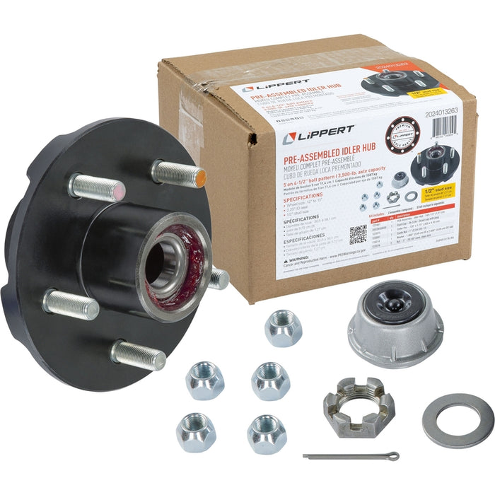 CURT Complete Pre-Greased Hub Assembly with Lug Nuts - 3,500-lb. Axles, 1/2" Stud Model 2024013263