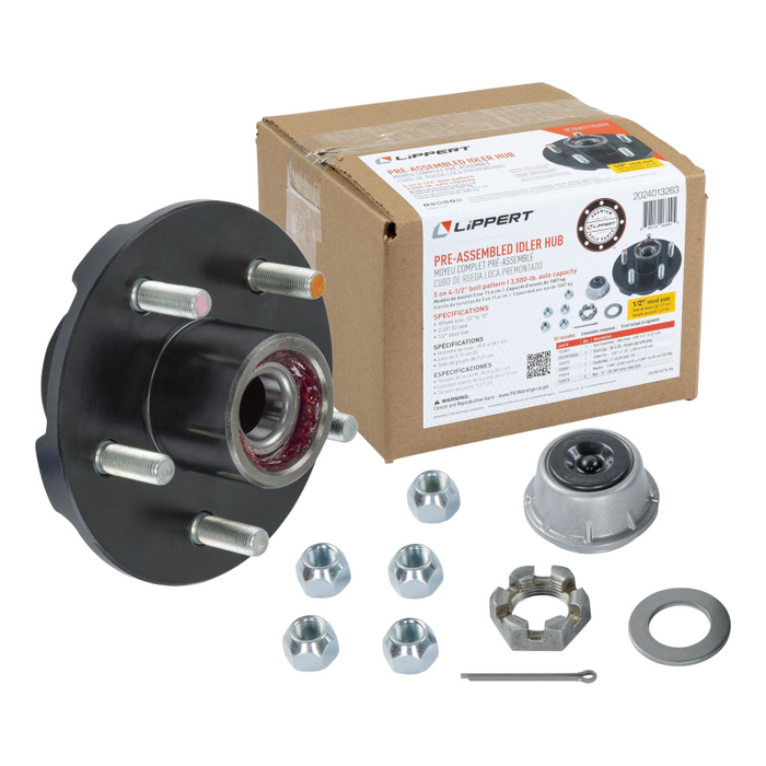 CURT Complete Pre-Greased Hub Assembly with Lug Nuts - 3,500-lb. Axles, 1/2" Stud Model 2024013263