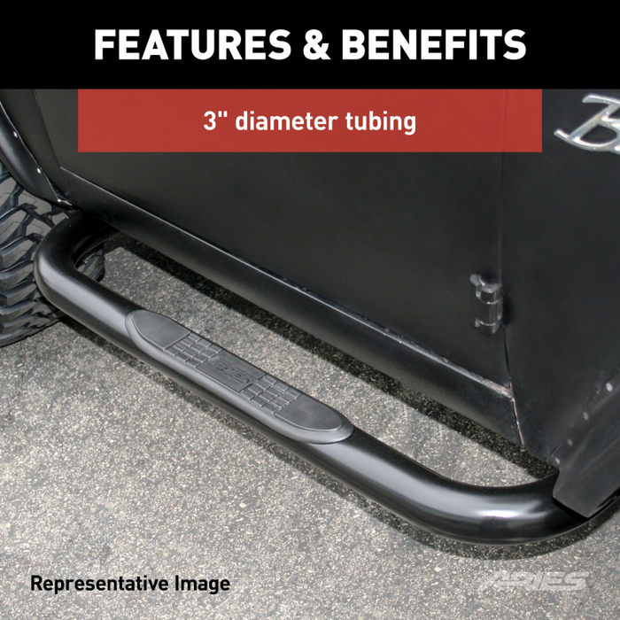 ARIES 3" Round Polished Stainless Side Bars, Fits Select Ford Bronco, F-150 Model 203001-2