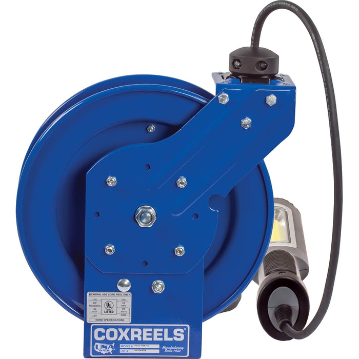 Coxreels PC Series Spring Driven Cord Reel 16 AWG x 50 ft. SJTO Cord 25A 600V Compact LED Light - Cord Included Model PC13-5016-M