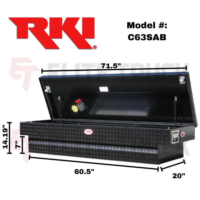RKI Crossover Truck Tool Box C-Series Shallow Matte Black Aluminum Model C63SAB