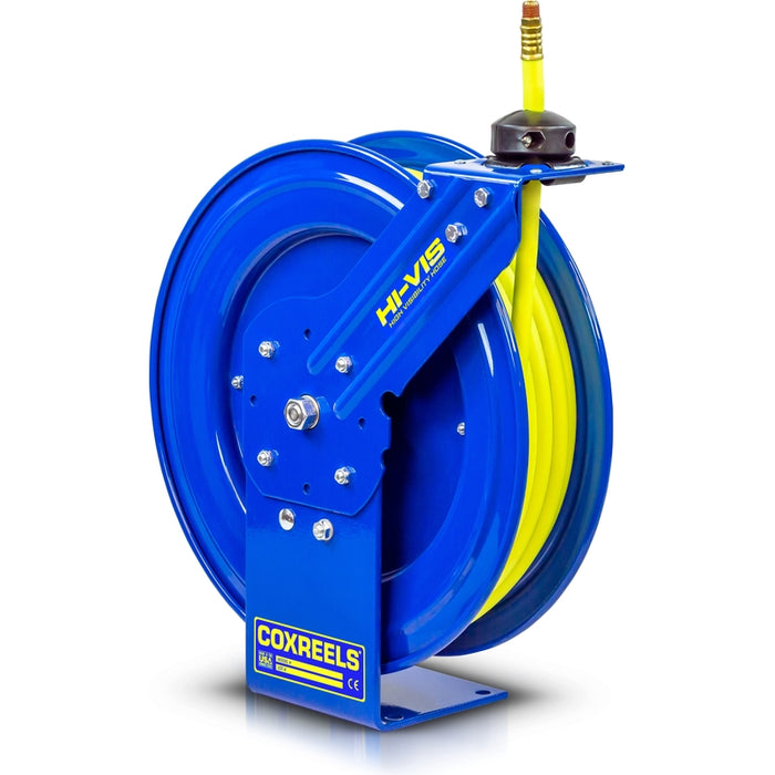 Coxreels HV Safety Hose Series Heavy Duty Spring Rewind Hi-Vis Safety Hose Reel 3/8 in. x 50 ft. 300 PSI - Hose Included Model SH-N-350-HV