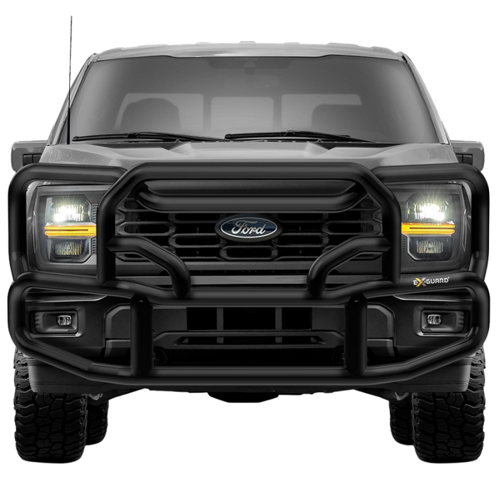 Ex-Guard Kit Extreme-Duty Full-Height Coverage Black Grille Guard Kit w/ Mounting Bracket and Tow Hooks Model HX-50BG3-FD1521-MB-21HX-FD15-TH
