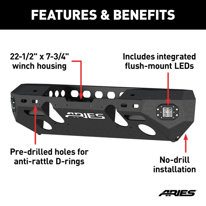 ARIES TrailChaser Jeep Wrangler JK Aluminum Front Bumper (Option 5) Model 2082044