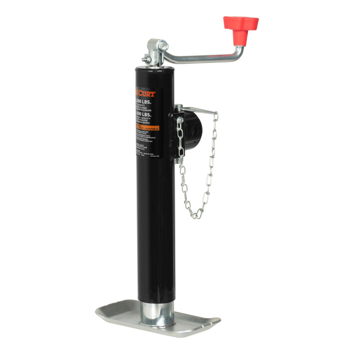 CURT Pipe-Mount Swivel Trailer Jack with Top Handle 5,000 lbs, 10" Travel Model 25006