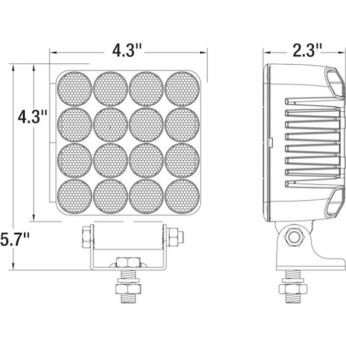 Buyers Products 4.5 Inch Square LED Combination Flood/Strobe Light Model 1492230