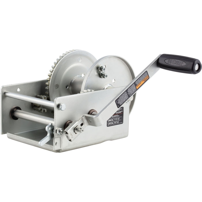 CURT Hand-Crank 2-Speed Winch, 3,800 lbs, 5.1:1 High, 15.8:1 Low Gear Ratio, 9.6" Handle Model 29538