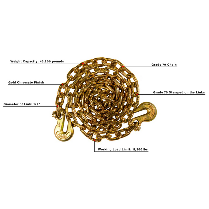 BulletProof Hitches Extreme Duty 1/2" x 12' Transport Chain Model BPEDTRANSPORT12