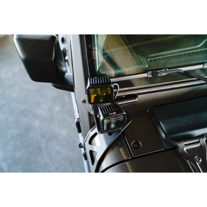 DV8 Offroad 2018-2026 Jeep Gladiator JT Wrangler JL JLU A-Pillar Dual Light Pod Mounts Model LBJL-11