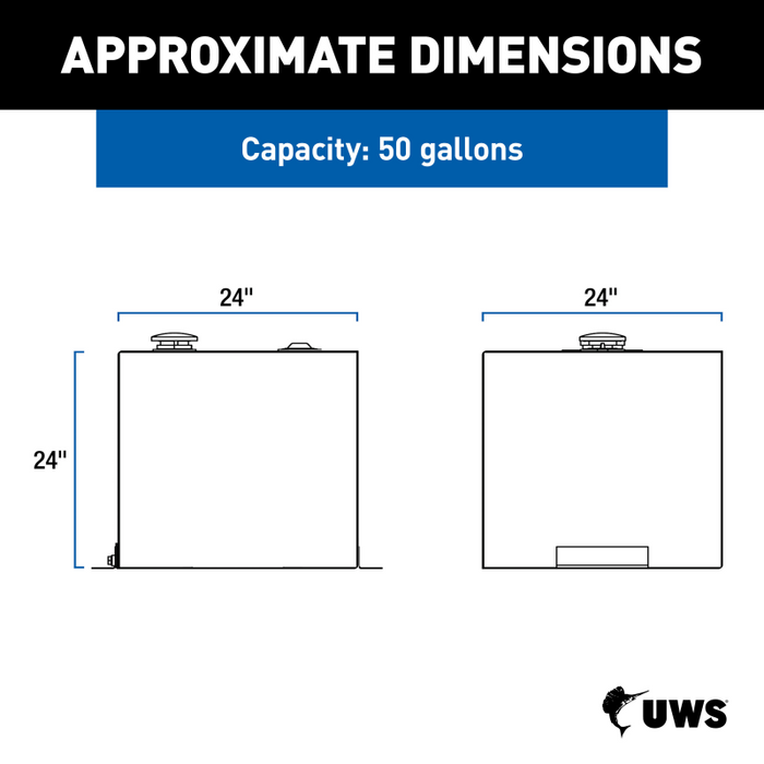 UWS White 53-Gallon Rectangle Steel Transfer Tank Model ST-53-R-W