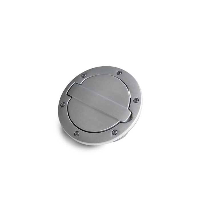 AMP Research Alloy Fuel Door, Brushed Aluminum - 07-18 Jeep Wrangler JK, 2 dr/4 dr Model 73000-00A