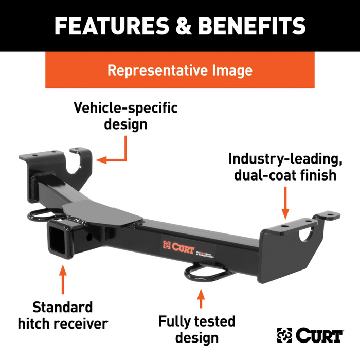 CURT 2" Front Receiver Hitch, Select Chevrolet Silverado, GMC Sierra 2500, 3500 HD Model 31091