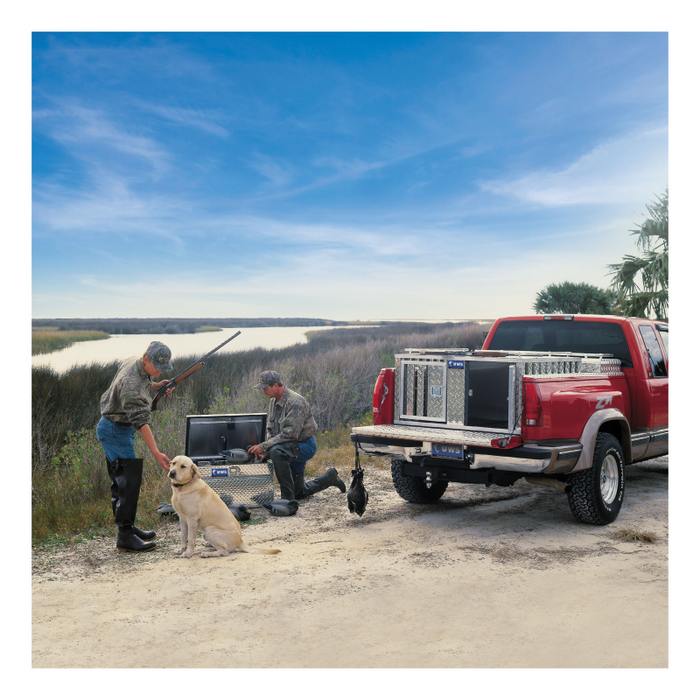 UWS Bright Aluminum 48" x 48" Double-Door Dog Box with Full Enclosure & Storage Model DB-4848N