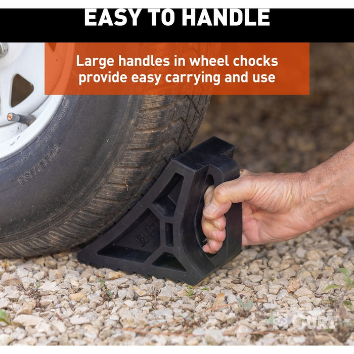 CURT HD Wheel Chocks 2-Pack with Mounting Bracket Model 22802