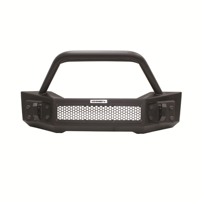 Go Rhino Rockline Winch-Ready Front Stubby Bumper With Overrider For Jeep Model 331101T