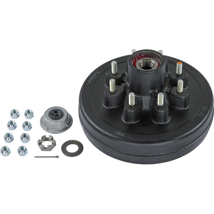 CURT 12" Brake Drum Hub Kit with Installed Bearings - 8 on 6-1/2", 1/2" Studs, 7,000-lb. Axles #2024013260 Model 2024013260