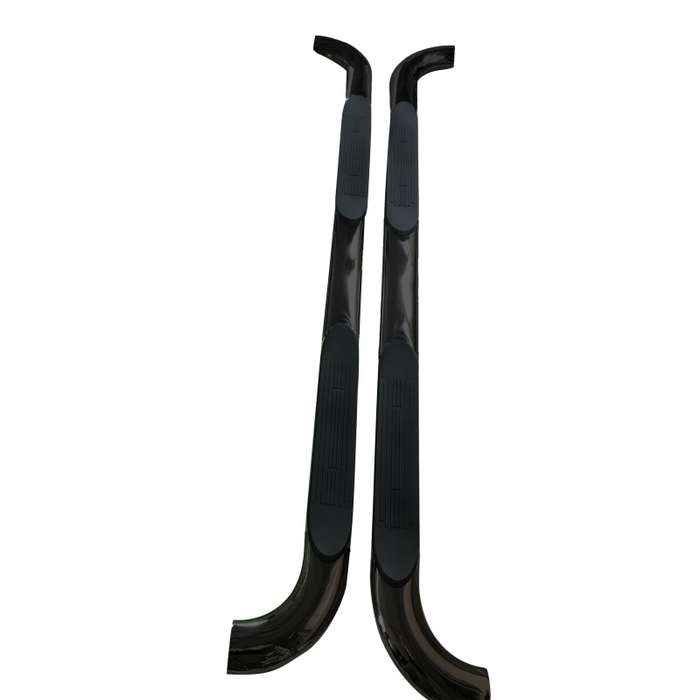 TrailFX 4" Oval Straight Step Nerf Bars W/ Step Pads Powder Coat Black Steel Model A1553T