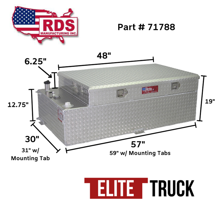 RDS 90 Gallon Transfer Tank & Toolbox Combo Bright Aluminum 57X30X19 Model # 71788