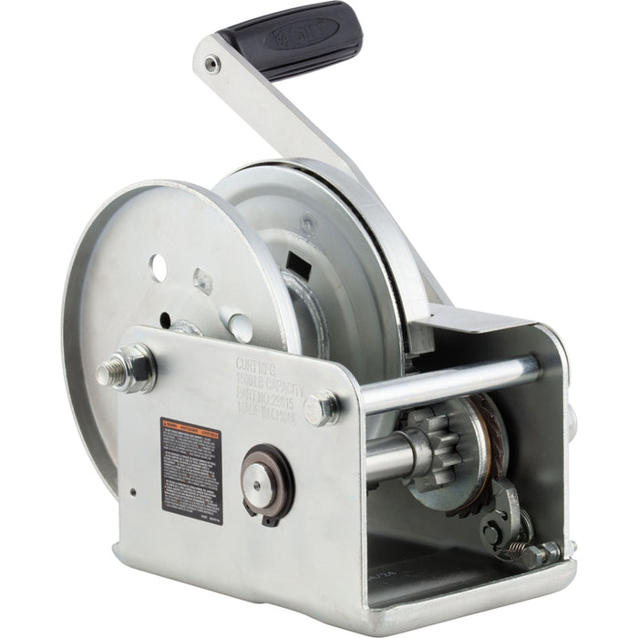 CURT Hand-Crank Brake Winch, 1,500 lbs, 5:1 Gear Ratio, 10.6" Handle Model 29615