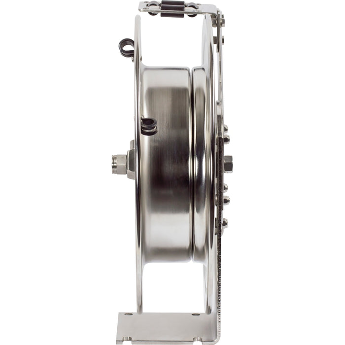 Coxreels P-SS Series Electro-Polished Stainless Steel Spring Driven Hose Reel 3/8 in. x 35 ft. 300 PSI Low Pressure - No Hose Model P-LPL-335-SS