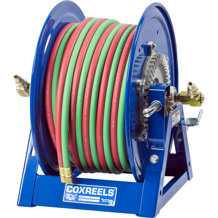Coxreels 1275W Series Bevel Geared Hand Crank Welding Dual Hose Reel 3/8 in. x 150 ft. oxy-acet - Hose Included Model 1275W-3-150-C