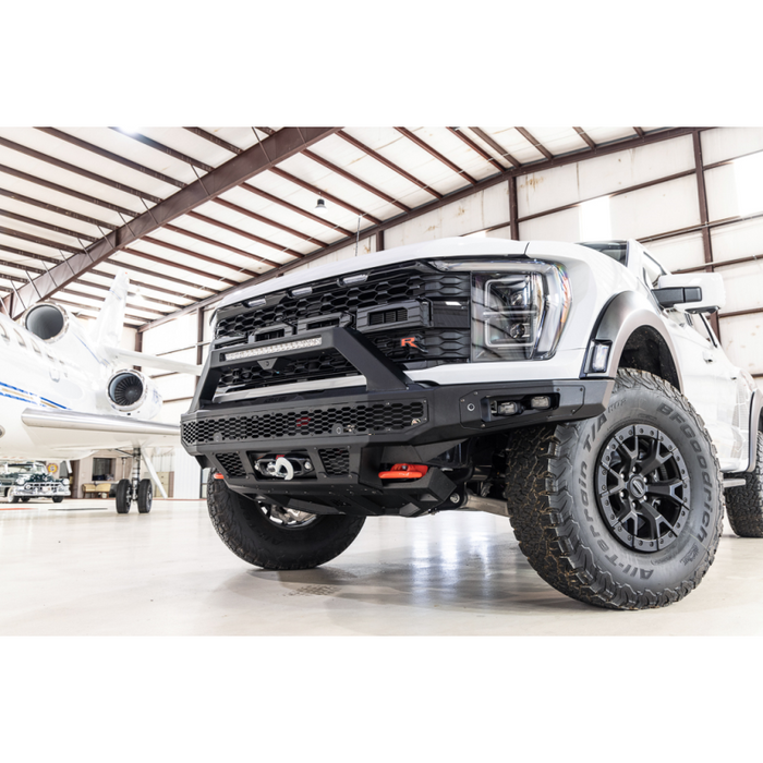 Bodyguard Freedom Front Baja Winch Mount Sensor Cutouts W/O Mesh Grille With Camera Harness & Pod Texture Black Powder Coat Model LBF21IYTNB