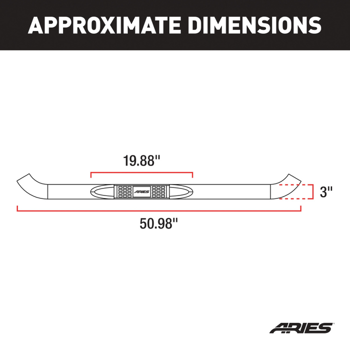ARIES 3" Round Polished Stainless Side Bars, Fits Select Ford Bronco, F-150 Model 203001-2