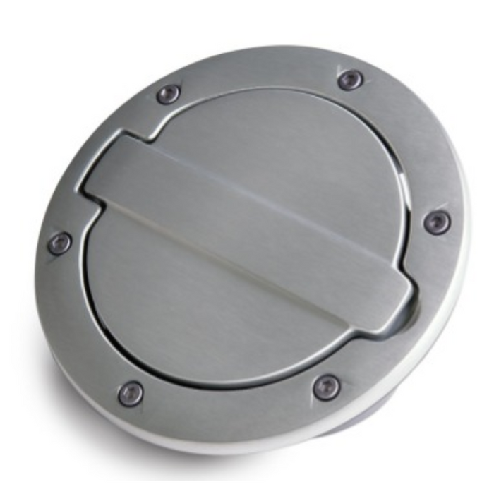 AMP Research Alloy Fuel Door, Brushed Aluminum - 07-18 Jeep Wrangler JK, 2 dr/4 dr Model 73000-00A