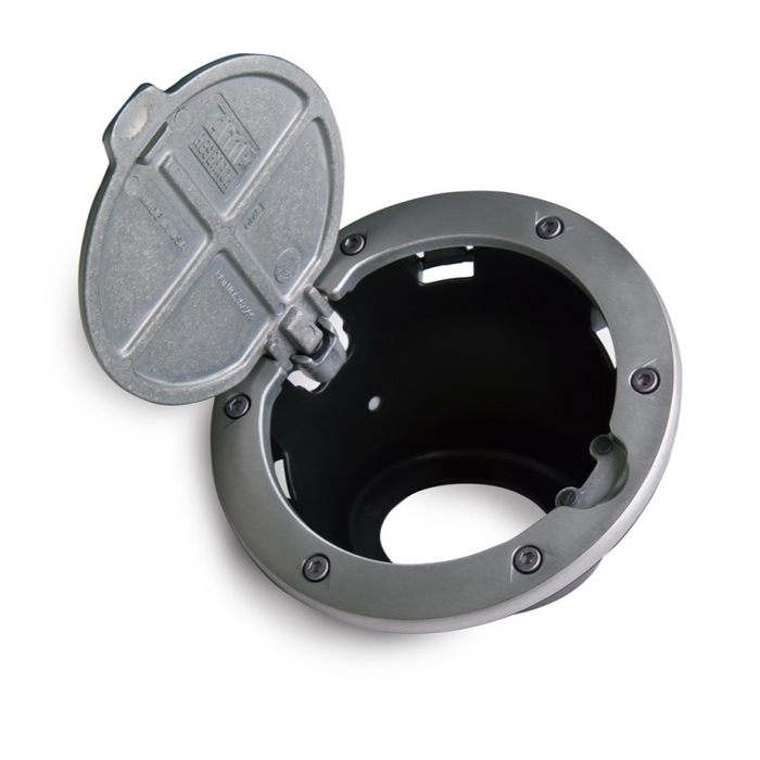 AMP Research Alloy Fuel Door, Brushed Aluminum - 07-18 Jeep Wrangler JK, 2 dr/4 dr Model 73000-00A