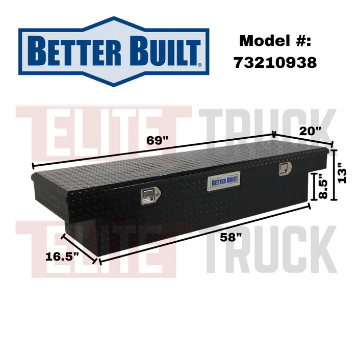 Better Built 69" Gloss Black Aluminum Crown Saddle Truck Tool Boxes Model 73210938