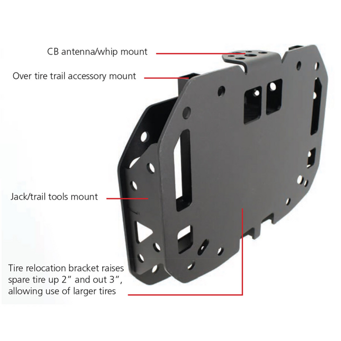 Go Rhino Rockline Spare Tire Relocation Kit for Jeep Wrangler JL fits up to 40" tire Model 372000T