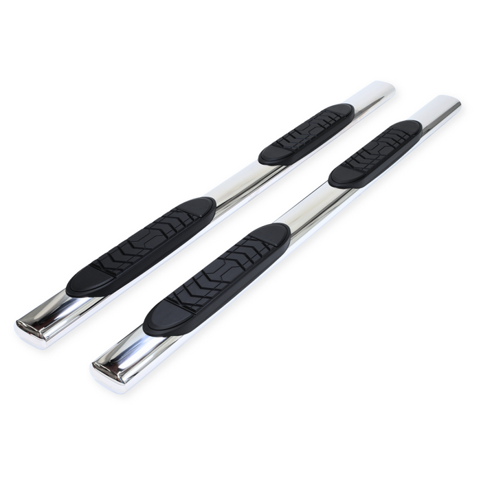 TrailFX 5" Oval Straight Step Nerf Bars W/ Step Pads Polised Stainless Steel Model A7102S