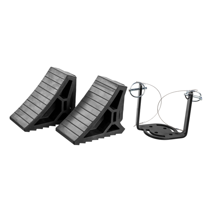 CURT HD Wheel Chocks 2-Pack with Mounting Bracket Model 22802