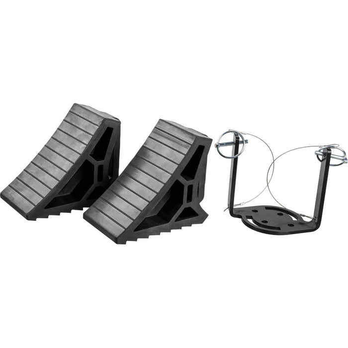 CURT HD Wheel Chocks 2-Pack with Mounting Bracket Model 22802