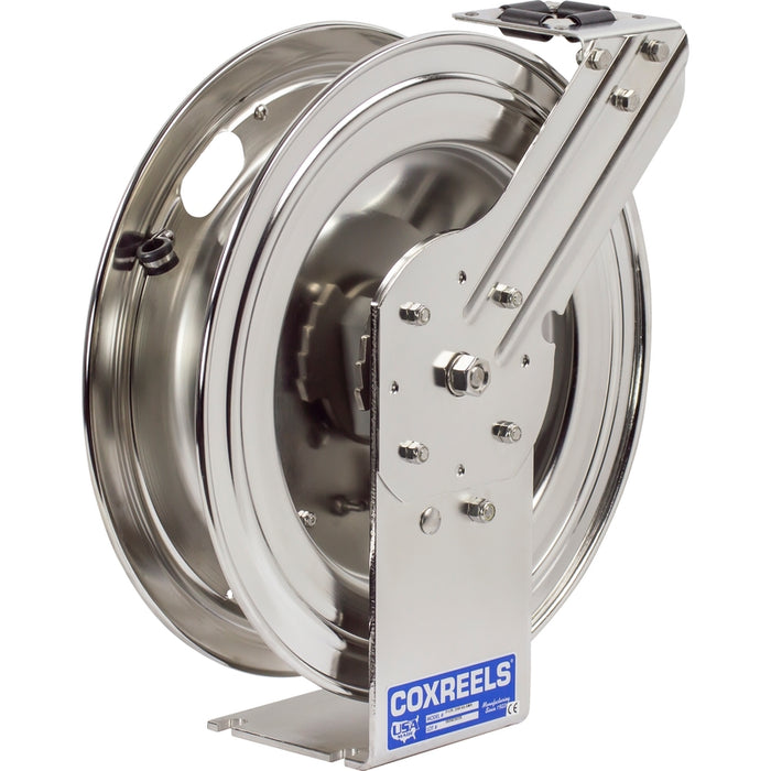 Coxreels P-SS Series Electro-Polished Stainless Steel Spring Driven Hose Reel 3/8 in. x 50 ft. 300 PSI Low Pressure - No Hose Model P-LPL-350-SS