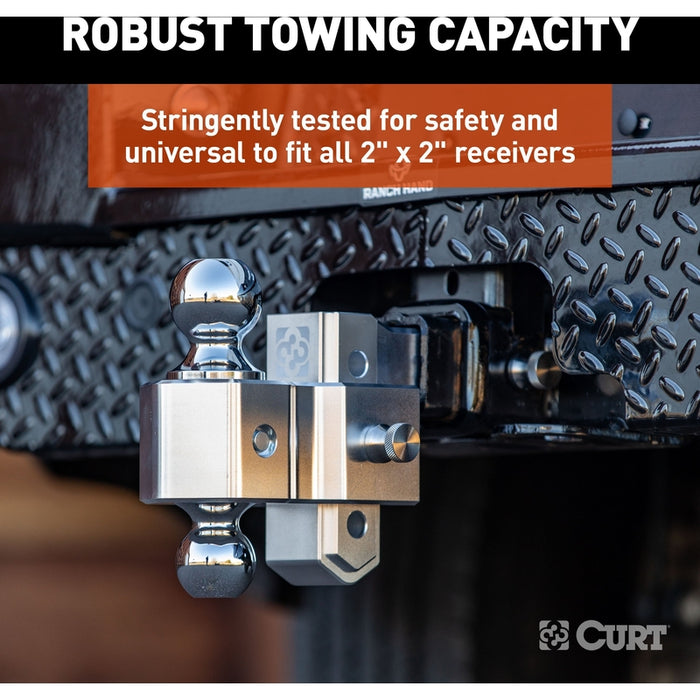 CURT AlumaLite Adjustable Aluminum Trailer Hitch with Dual Ball, 3-1/2" Drop, 12,500 lbs. GTW, 2" & 2-5/16" Balls Model 45364