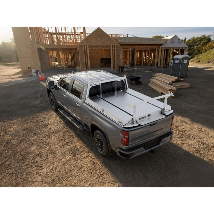 Highway Products Pickup Pack, w/ Diamond Plate Lid, w/ Smooth Aluminum Base, w/ Open Post Headache Rack, w/ Ladder Rack Model 39209NFPL